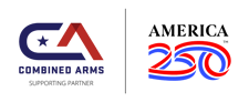 Cobranded logo of combined arms as supporting partner of America250