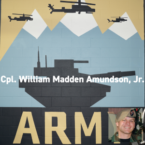 Army mural at Combined Arms. Cpl William Madden Amundson, Jr. Memorial Day 2019.