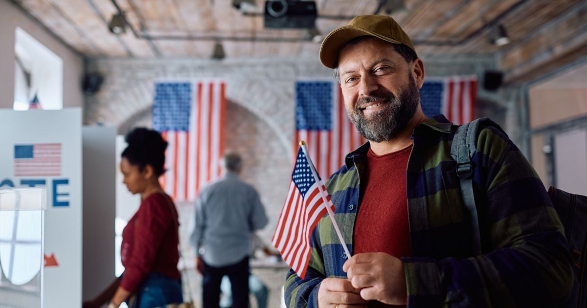 veteran at a polling place