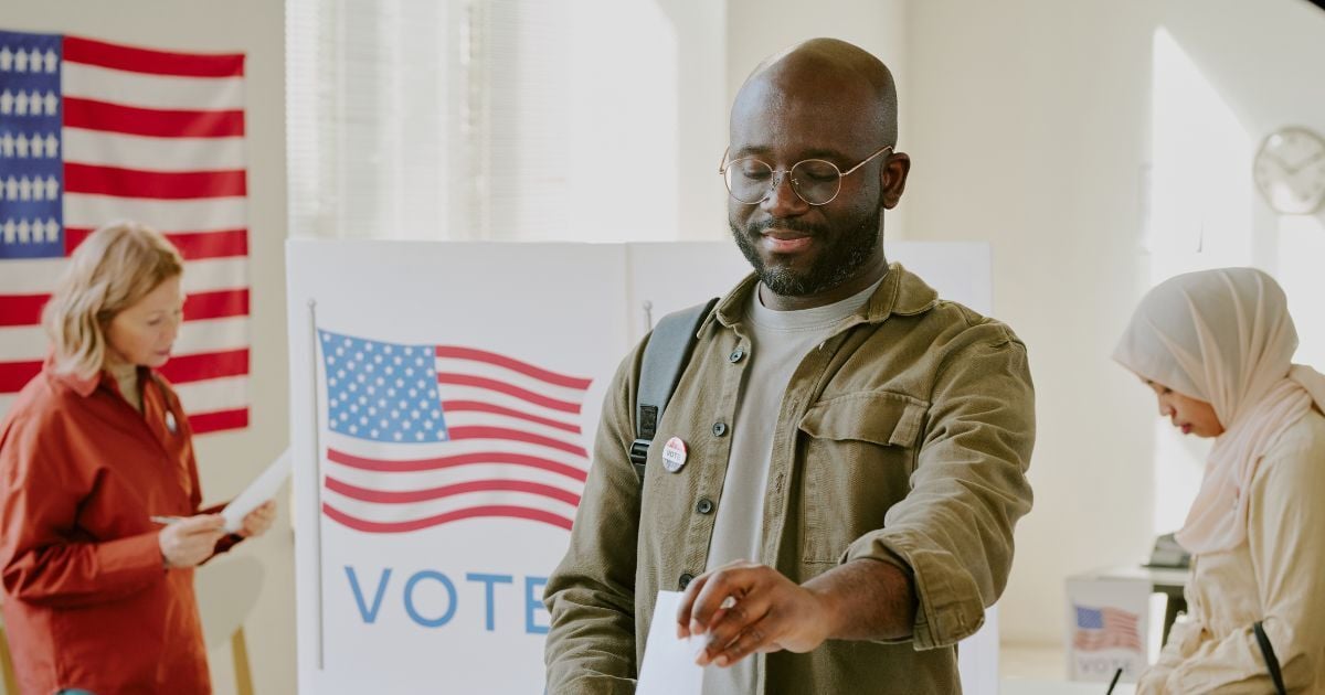 veteran at a polling place