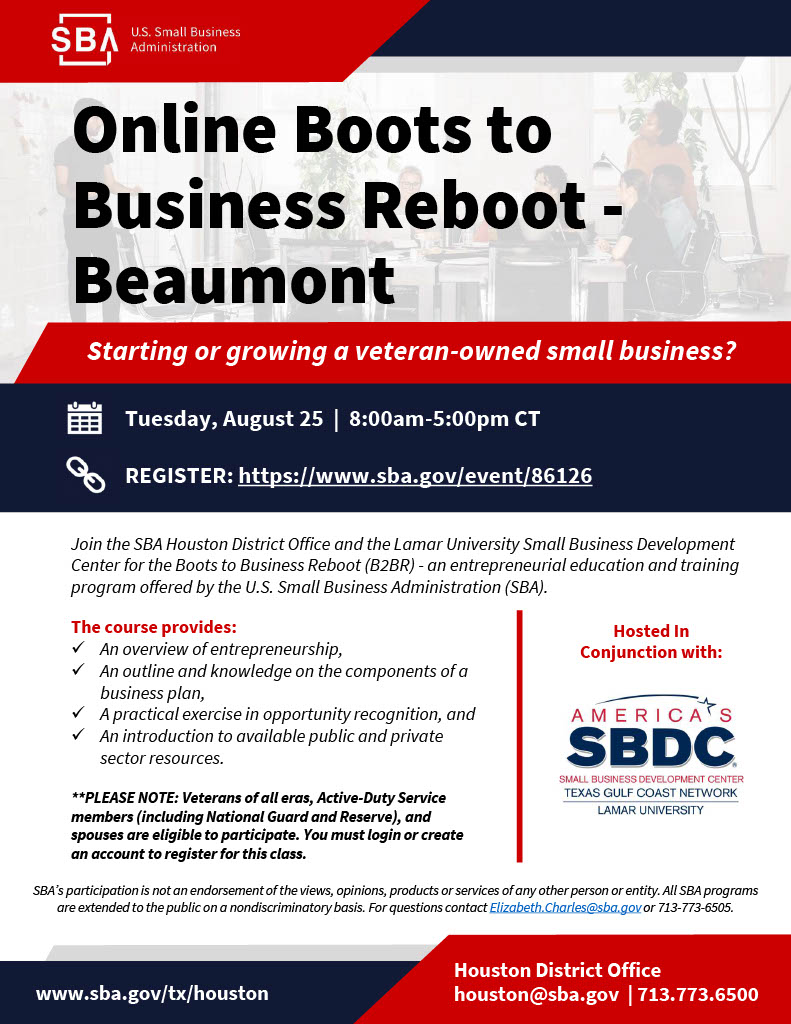 ONLINE Boots to Business Reboot - Beaumont