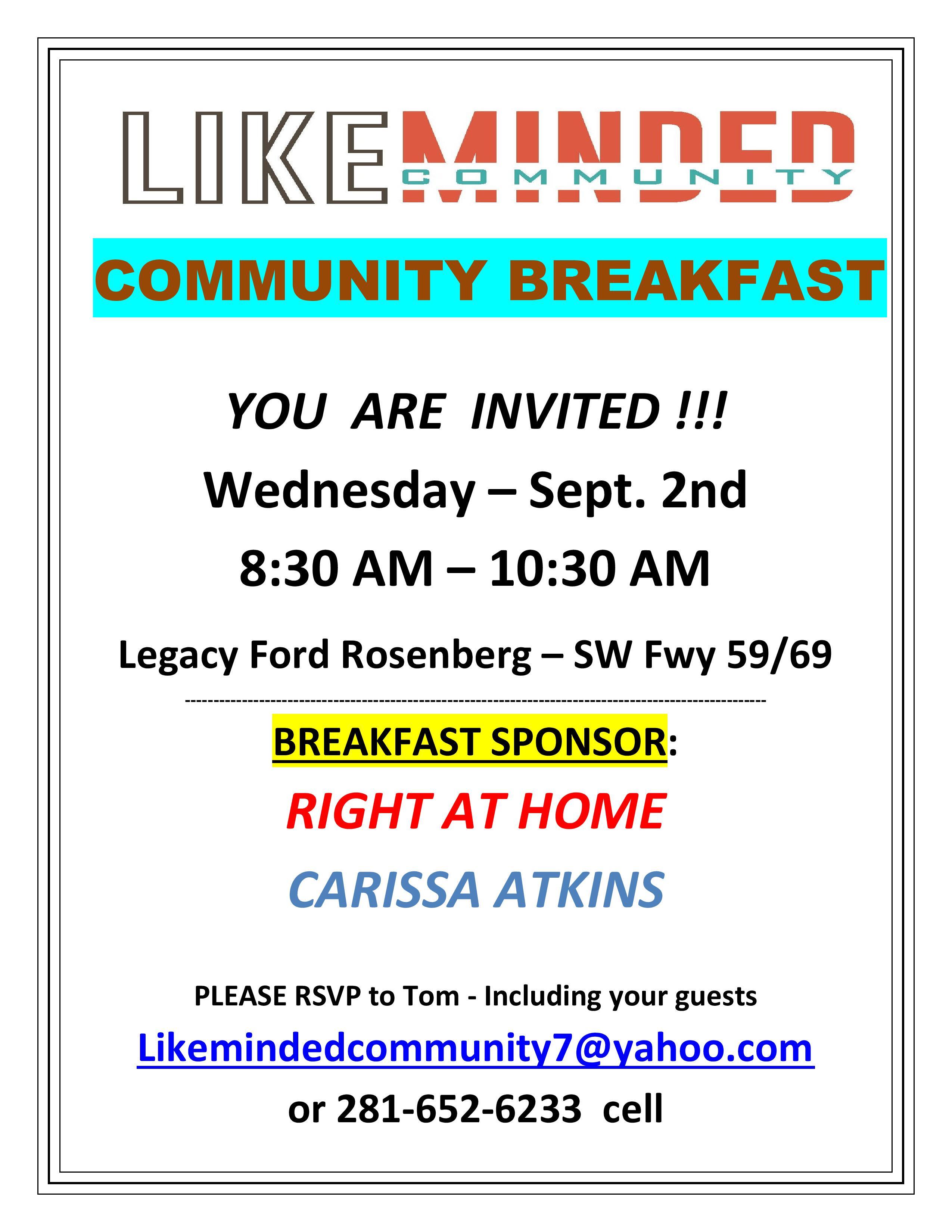 LIKE-MINDED COMMUNITY BREAKFAST