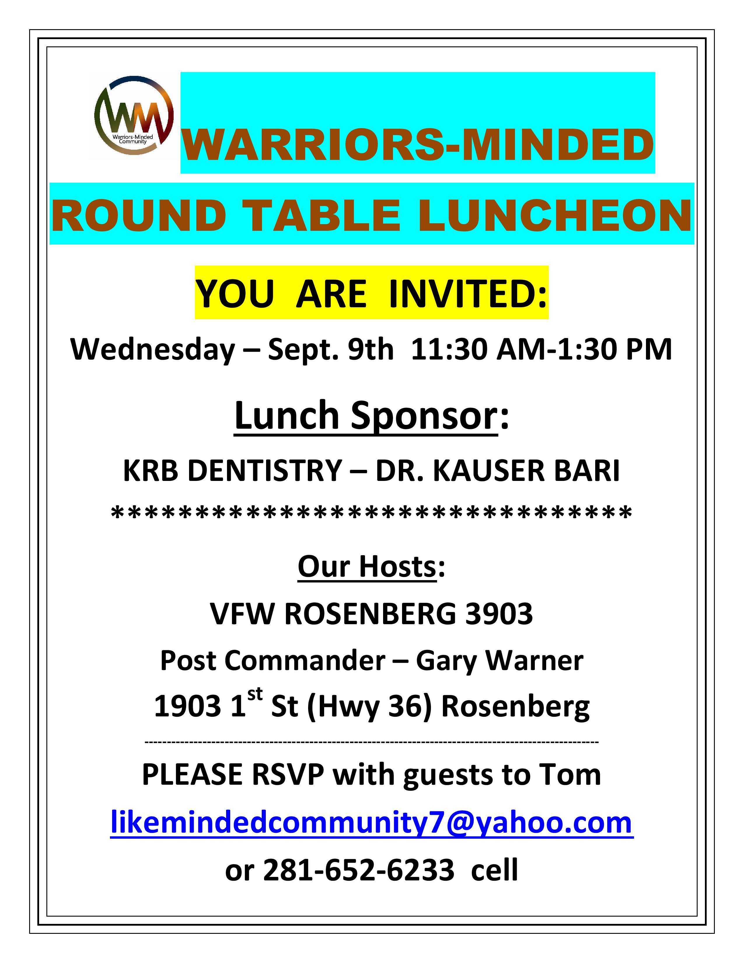 WARRIORS-MINDED ROUND TABLE LUNCHEON
